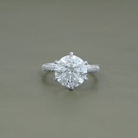 Round Cut Lab Diamond Pave Set Engagement Ring