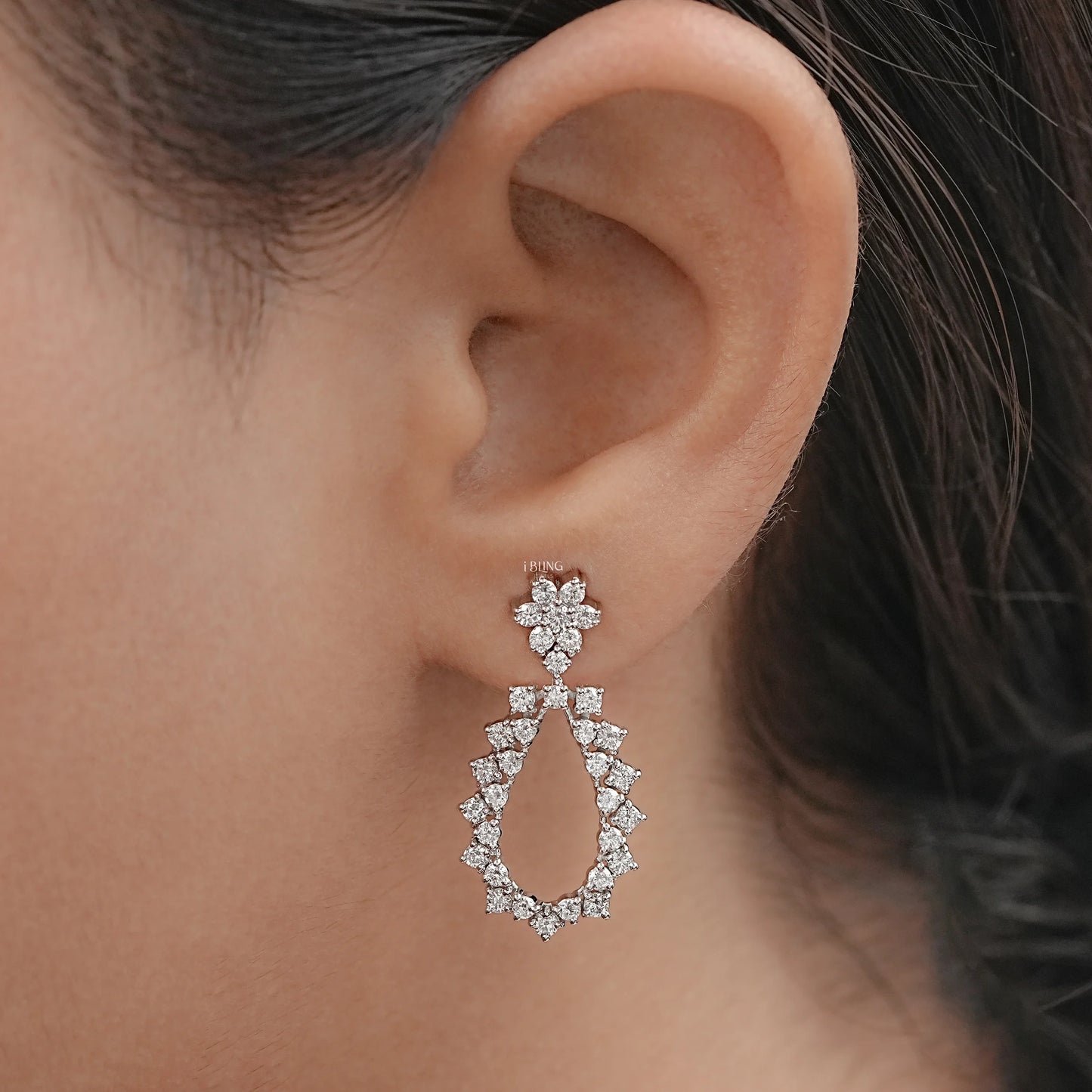 Round Cut Lab Grown Diamond Dangle Drop Earrings Dangle & Drops