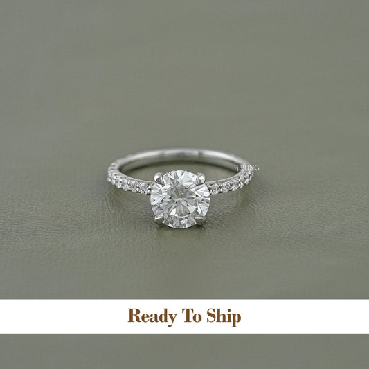 Round Cut Lab Diamond Solitaire Accent Ring Ring