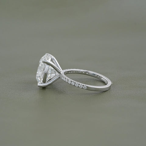 Round Cut Lab Diamond Solitaire Ring With Pavé Band