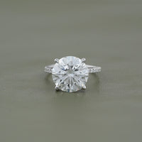 Round Cut Lab Diamond Solitaire Ring With Pavé Band
