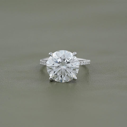 Round Cut Lab Diamond Solitaire Ring With Pavé Band