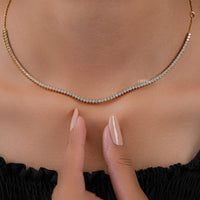 Round Cut Diamond Tennis Chain Necklace