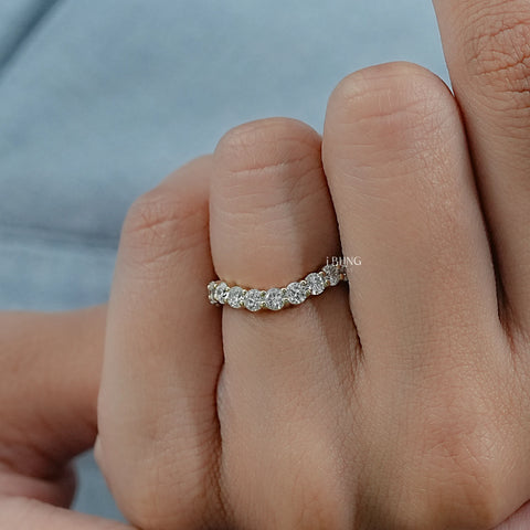 Round Lab Grown Diamond Curved Wedding Band