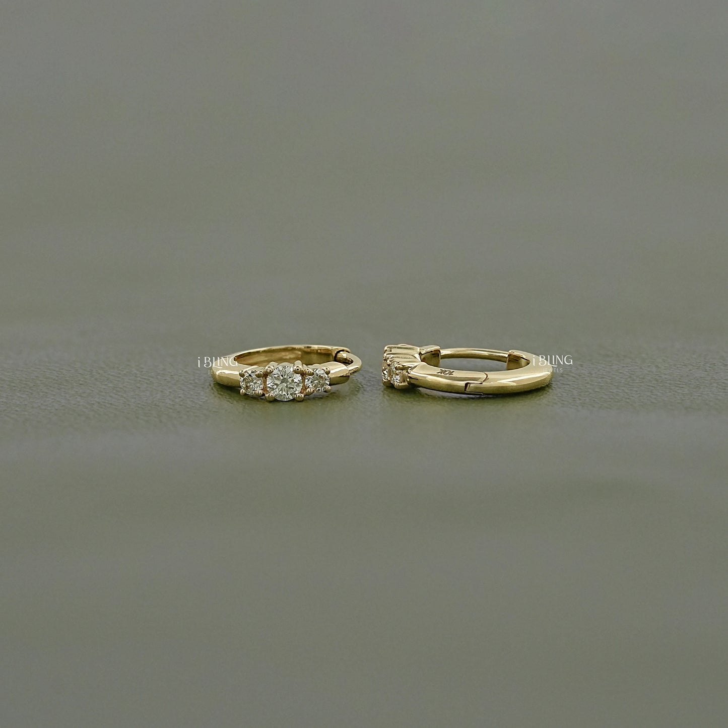 Round Three Stone Lab Diamond Hoop Earring Hoops & Huggies