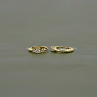 Round Three Stone Lab Diamond Hoop Earring