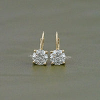 Round Cut Lab Grown Diamond Lever Back Earrings