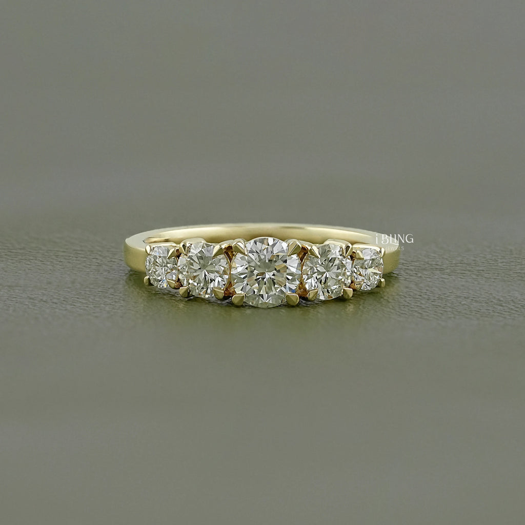 Round Lab Grown Diamond Five Stone Engagement  Ring