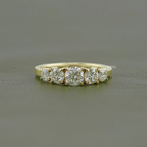 Round Lab Grown Diamond Five Stone Engagement  Ring