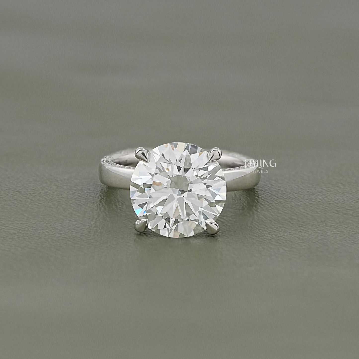 Round Cut Euro Shank Channel Set Diamond Ring Solitaire Accent Ring