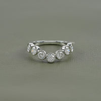 Round Cut Lab Diamond Bezel Set Curved Wedding Band