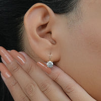 Round Cut Lab Grown Diamond Lever Back Earrings