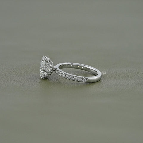 Round Cut Lab Diamond Hidden Halo Solitaire Ring