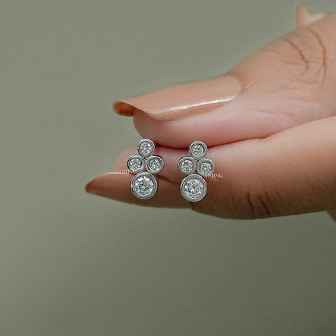 Round Cut Lab Grown Diamond Bezel Set Stud Earrings