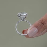 Round Cut Lab Diamond Solitaire Ring With Pavé Band