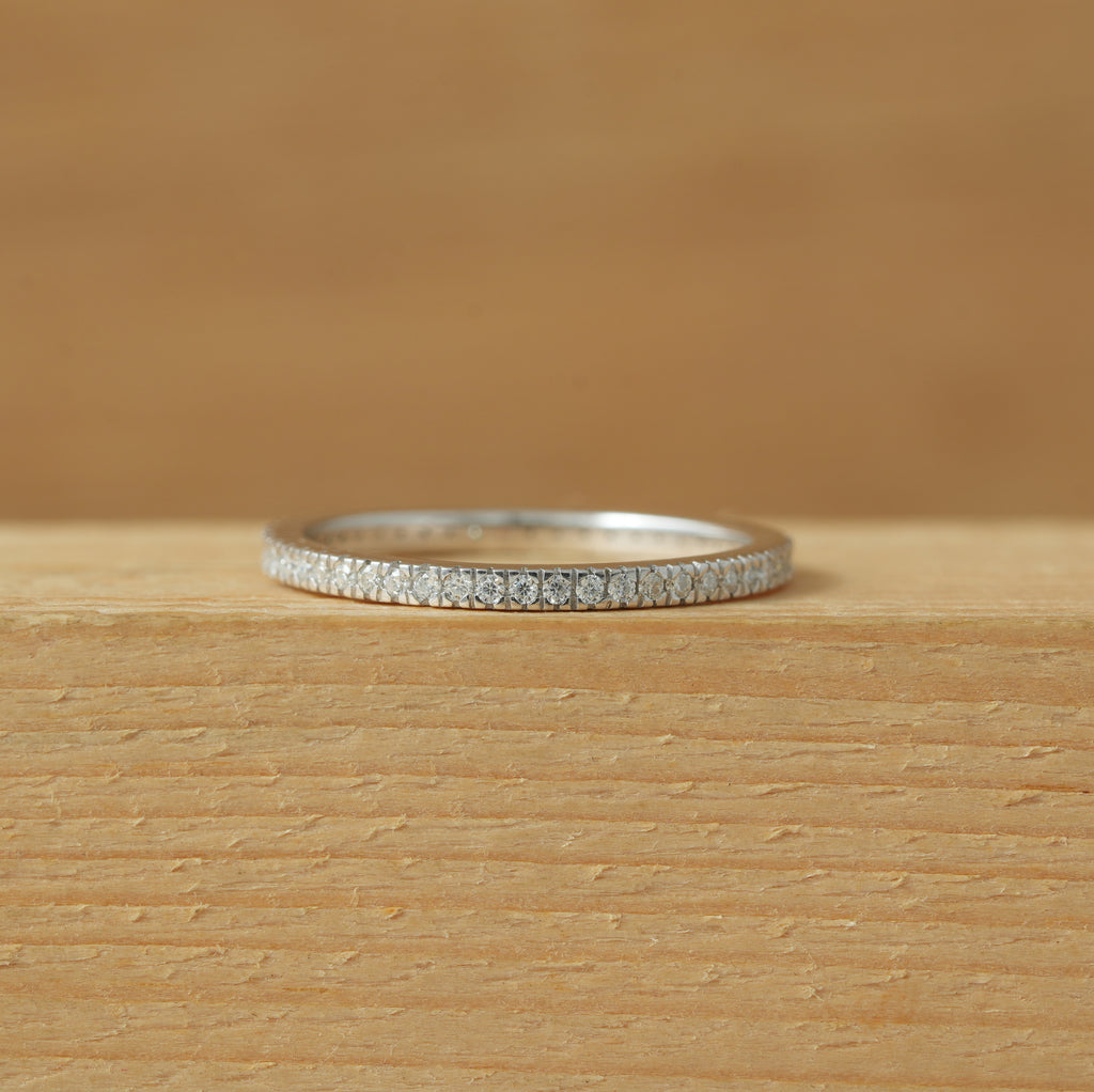 Round Cut Moissanite Eternity Wedding Band