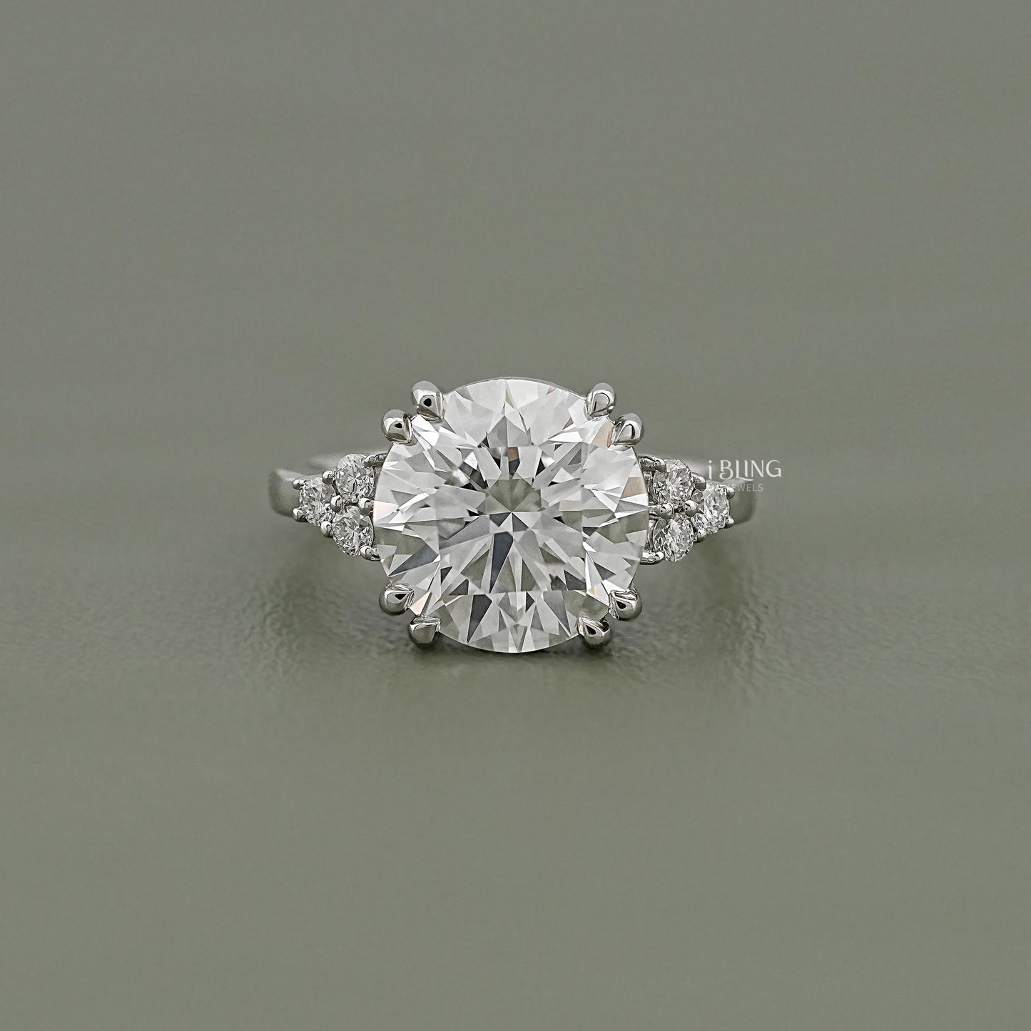 Round Cut Solitaire Accent Diamond Ring Solitaire Ring