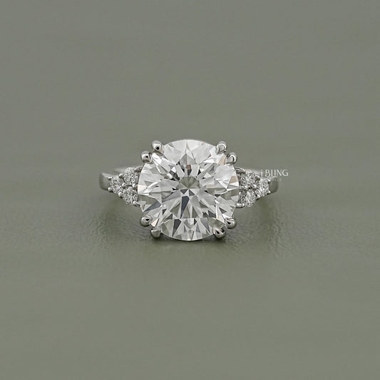 Round Cut Solitaire Accent Diamond Ring Solitaire Ring