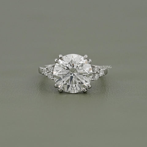 Round Cut Solitaire Accent Diamond Ring