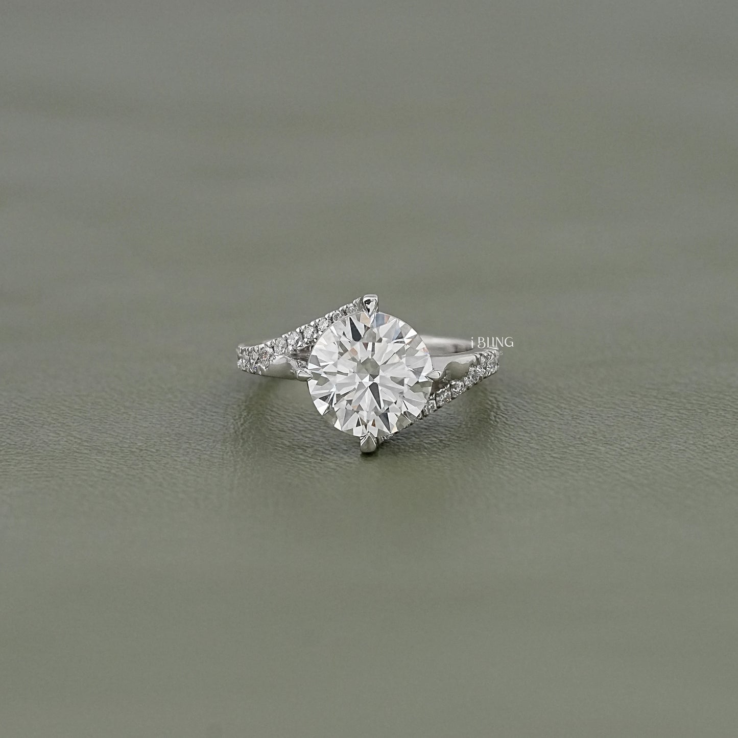 Round Cut Diamond Bypass Accent Engagement Ring Solitaire Accent Ring