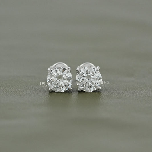 Round Cut Lab Grown Diamond Stud Earrings Stud