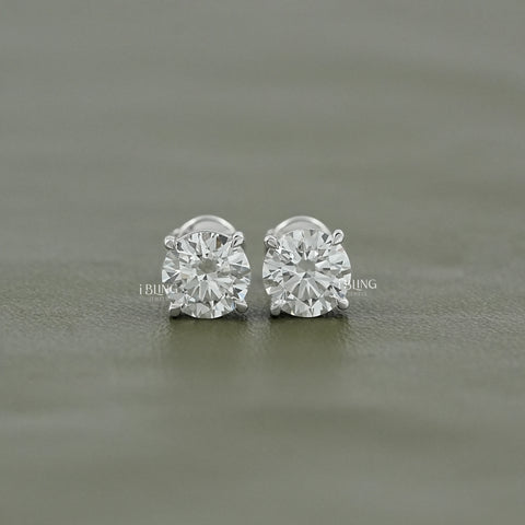 Round Cut Lab Grown Diamond Stud Earrings