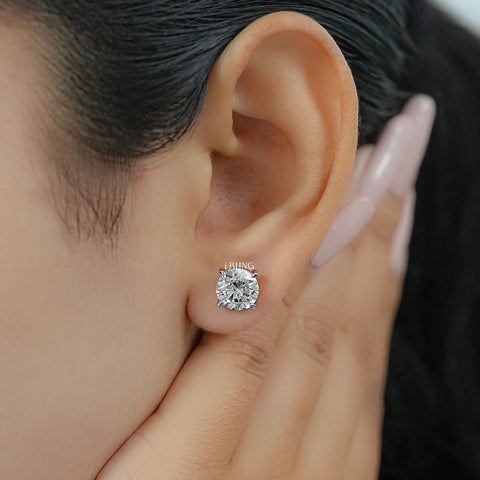 Round Cut Lab Grown Diamond Stud Earrings