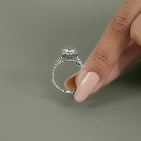 Round Cut Lab Diamond Halo Engagement Ring