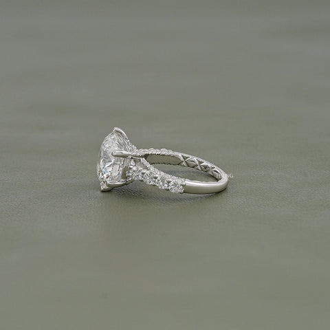 Round Lab Diamond Solitaire Pave Engagement Ring