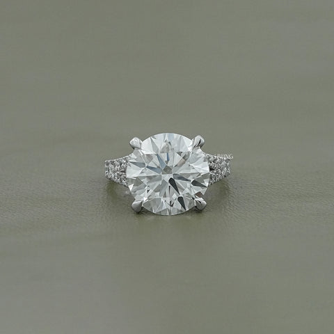 Round Cut Split Shank Accent Diamond Ring