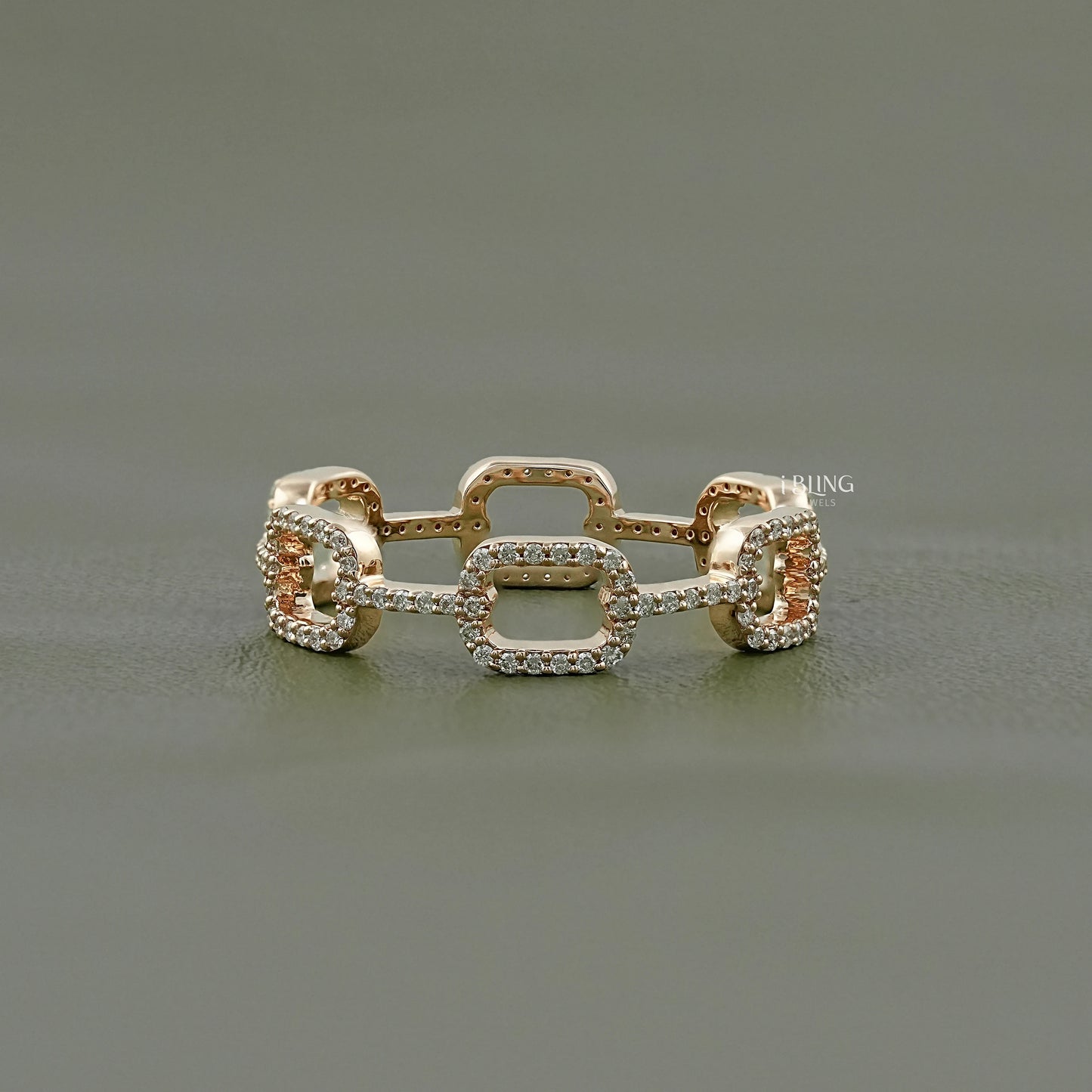 Round Diamond Link Chain Wedding Ring Full Eternity
