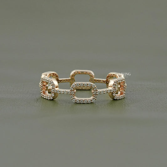 Round Diamond Link Chain Wedding Ring Full Eternity