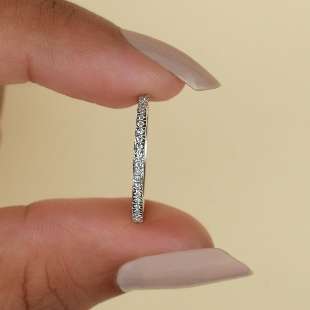 Round Cut Moissanite Eternity Wedding Band