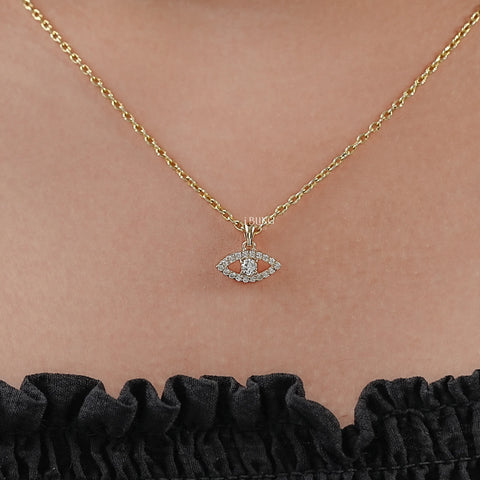 Round Cut Lab Diamond Evil Eye Pendant