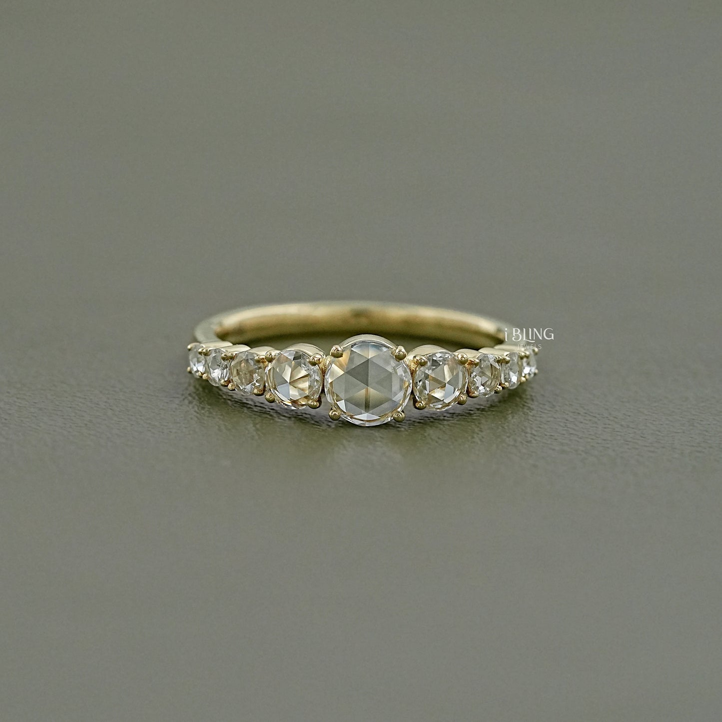 Rose Cut Round Diamond Engagement Ring Band