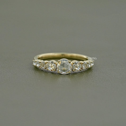 Rose Cut Round Diamond Engagement Ring Band