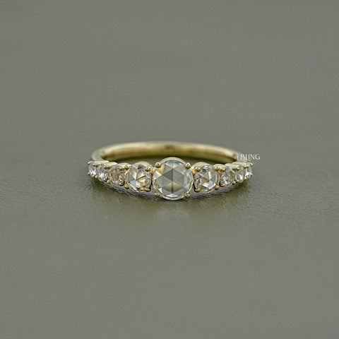 Rose Cut Round Diamond Engagement Ring