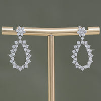 Round Cut Lab Grown Diamond Dangle Drop Earrings