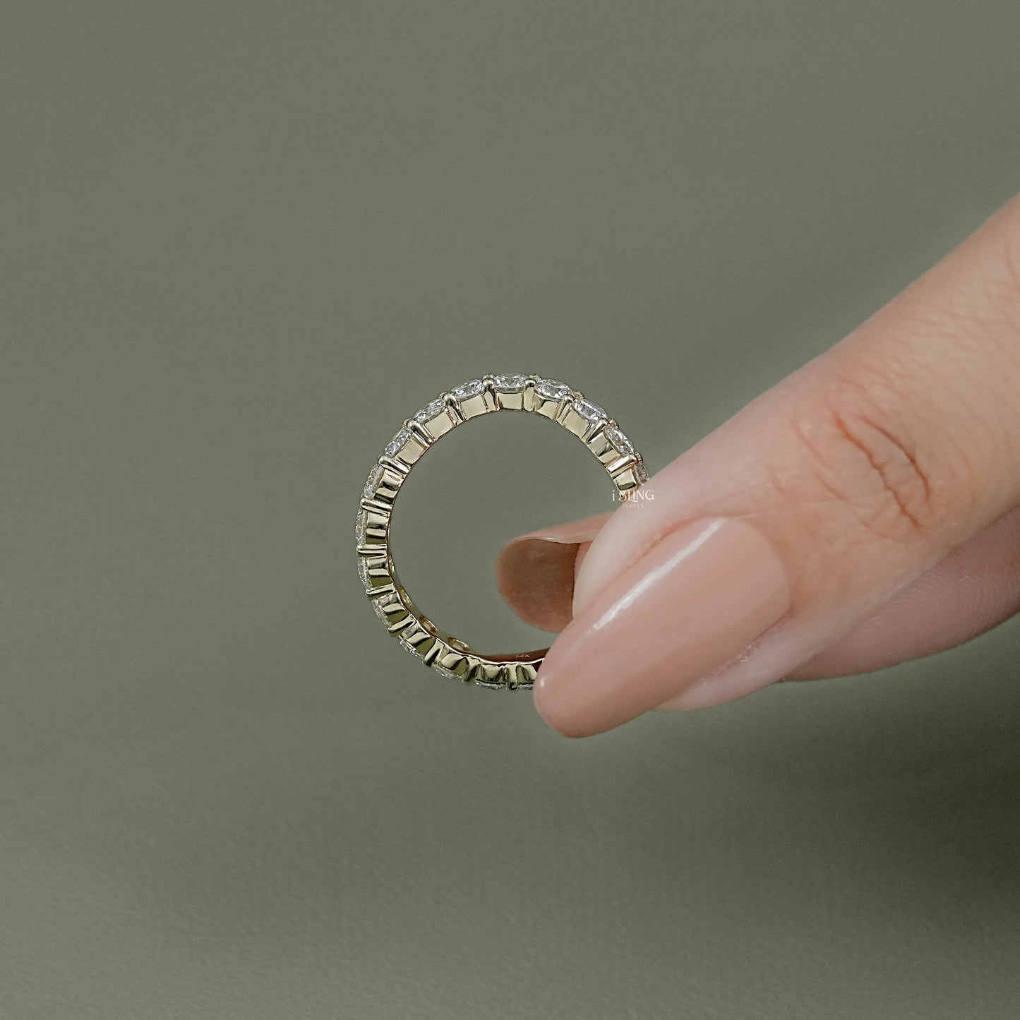 Round Lab Grown Diamond Curved Wedding Band Full Eternity