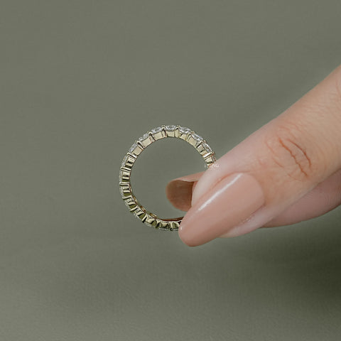 Round Lab Grown Diamond Curved Wedding Band
