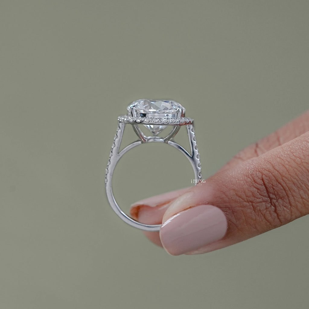 Round Cut Lab Diamond Halo Engagement Ring