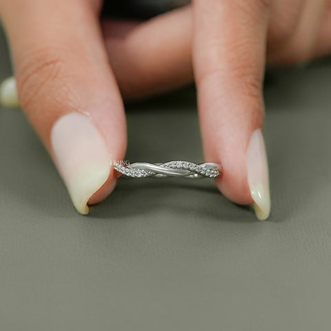 Round Cut Lab Diamond Twisted Wedding Band