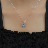 Round Cut Lab Diamond Padlock M Letter Necklace