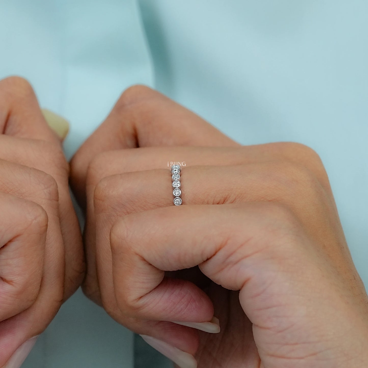 Bezel Set Round Cut Lab Diamond Wedding Band