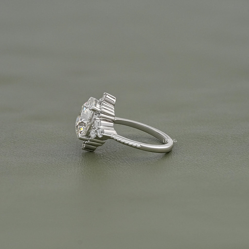 Round Cut Diamond Beads Engagement Ring