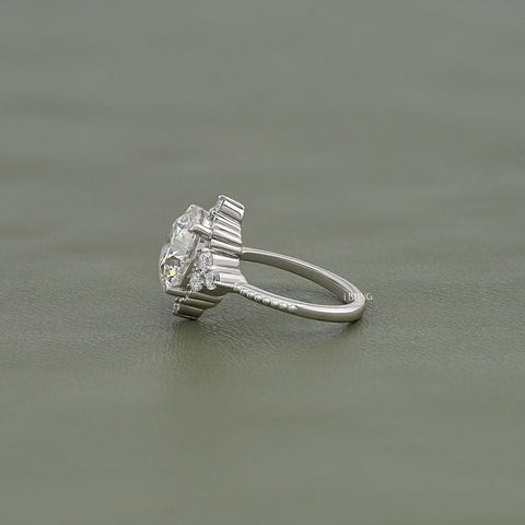 Round Cut Diamond Beads Engagement Ring