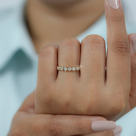Round Bezel Set Lab Grown Diamond Wedding Band