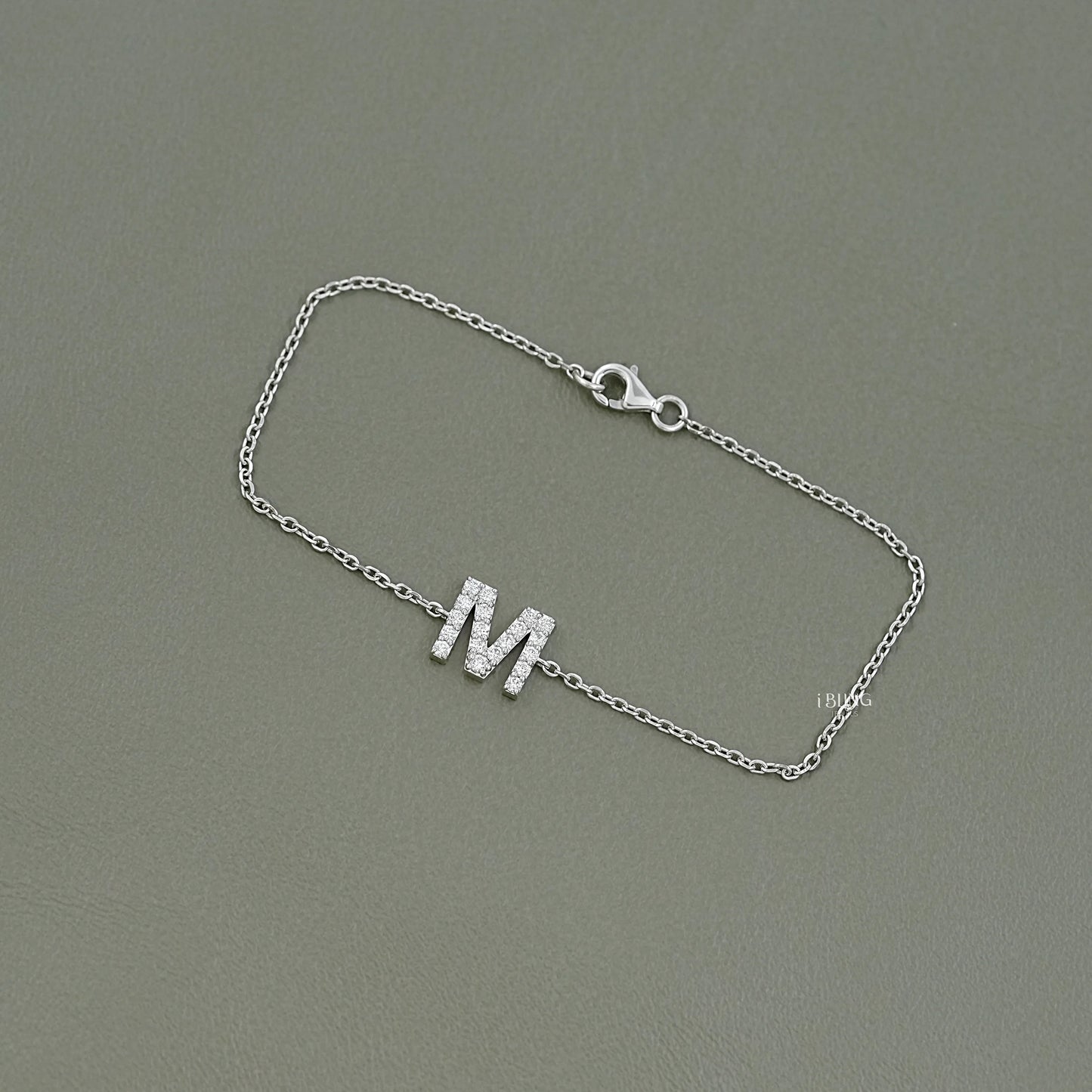 Round Cut Lab Grown Diamond M Letter Necklace