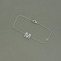 Round Cut Lab Grown Diamond M Letter Necklace