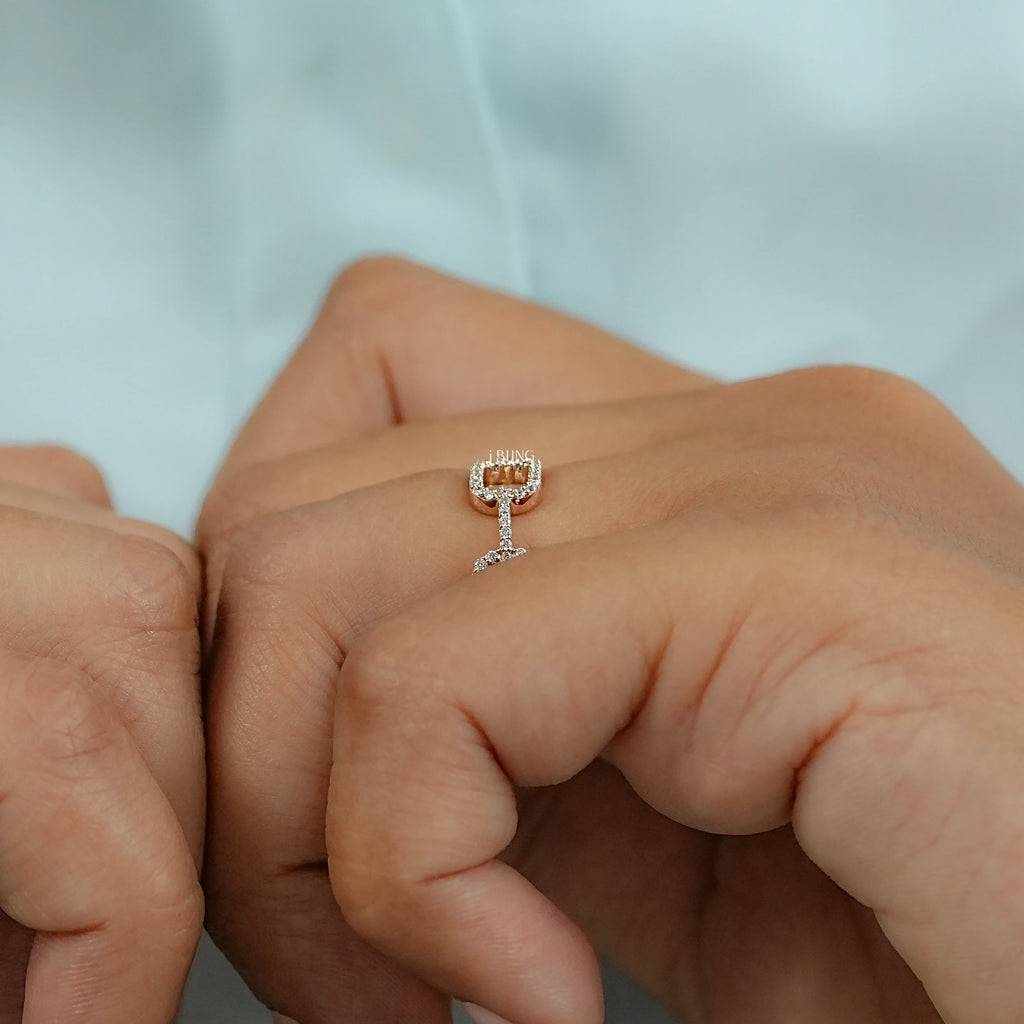 Round Diamond Link Chain Wedding Ring